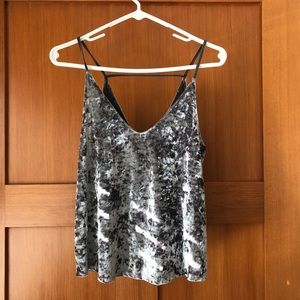 American Eagle Crushed Silver/Grey Velvet Tank Top